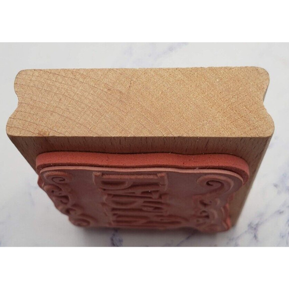 Party Scroll Wood Mounted Rubber Stamp Greenbrier - Picture 5 of 7